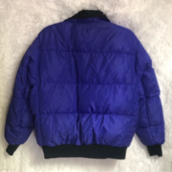 COLUMBIA Sportswear Down Zip Puffer Jacket Reversible Black & Bluish Purple sz L - Picture 2 of 8